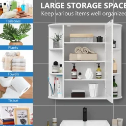 Tangkula Bathroom Medicine Cabinet with Mirror with Mirror, Wall Mounted Bathroom Storage Cabinet