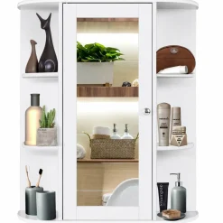 Tangkula Bathroom Medicine Cabinet, Wall Mounted Bathroom Cabinet with Mirror Door and Shelves