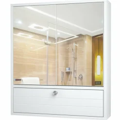 Tangkula Bathroom Mirror Cabinet, Wall Mounted Medicine Cabinet with Mirror Doors & Adjustable Shelf