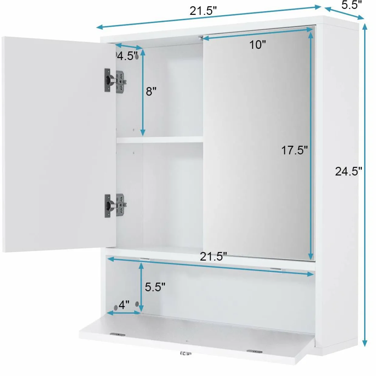 Tangkula Bathroom Mirror Cabinet, Wall Mounted Medicine Cabinet with Mirror Doors & Adjustable Shelf