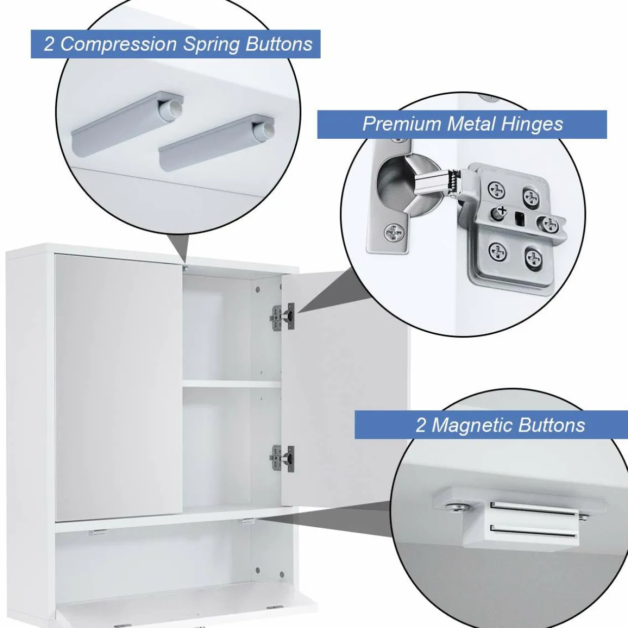 Tangkula Bathroom Mirror Cabinet, Wall Mounted Medicine Cabinet with Mirror Doors & Adjustable Shelf