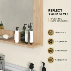 Tangkula Bathroom Mirror with Shelf, 23.5