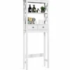 Tangkula Bathroom Space Saver, Over The Toilet Shelf, X-Frame Bathroom Storage Shelf Organizer with 2 Drawers (White)