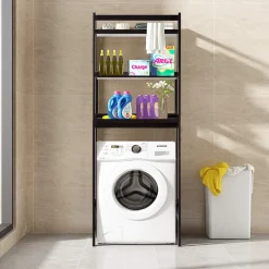 Tangkula Bathroom Space Saver, Over The Toilet Storage Rack, Free Standing 3-Shelf Bathroom Organizer