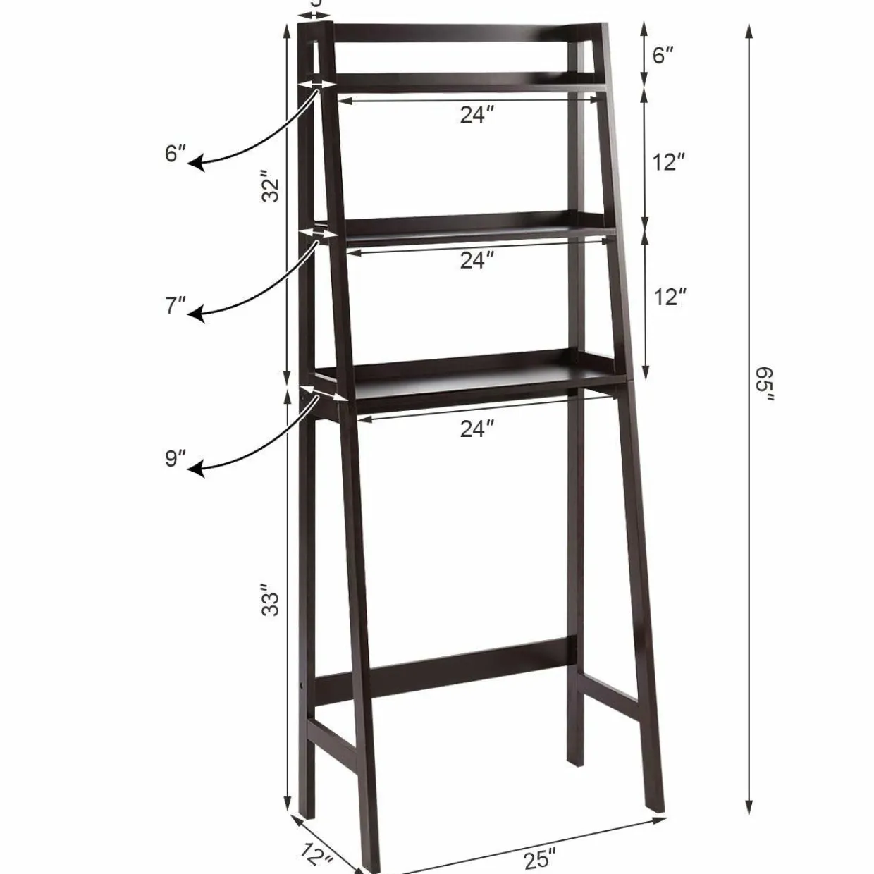 Tangkula Bathroom Space Saver, Over The Toilet Storage Rack, Free Standing 3-Shelf Bathroom Organizer