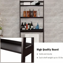 Tangkula Bathroom Space Saver, Over The Toilet Storage Rack, Free Standing 3-Shelf Bathroom Organizer