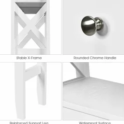 Tangkula Bathroom Space Saver, Over The Toilet Shelf, X-Frame Bathroom Storage Shelf Organizer with 2 Drawers (White)