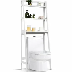 Tangkula Bathroom Space Saver, Over The Toilet Storage Rack, Free Standing 3-Shelf Bathroom Organizer