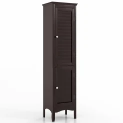 Tangkula Bathroom Storage Cabinet, 63 Inch Tall Narrow Storage Cabinet with 1 Adjustable Shelf and 2 Doors