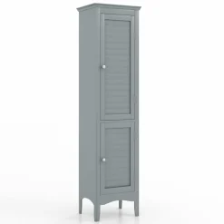 Tangkula Bathroom Storage Cabinet, 63 Inch Tall Narrow Storage Cabinet with 1 Adjustable Shelf and 2 Doors