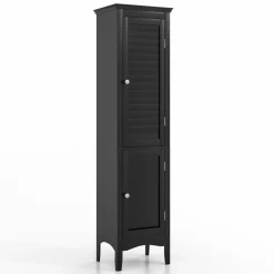 Tangkula Bathroom Storage Cabinet, 63 Inch Tall Narrow Storage Cabinet with 1 Adjustable Shelf and 2 Doors