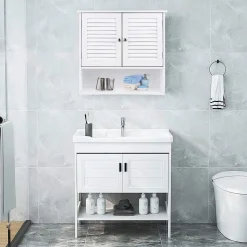 Tangkula Bathroom Wall Cabinet, Wooden Cabinet
