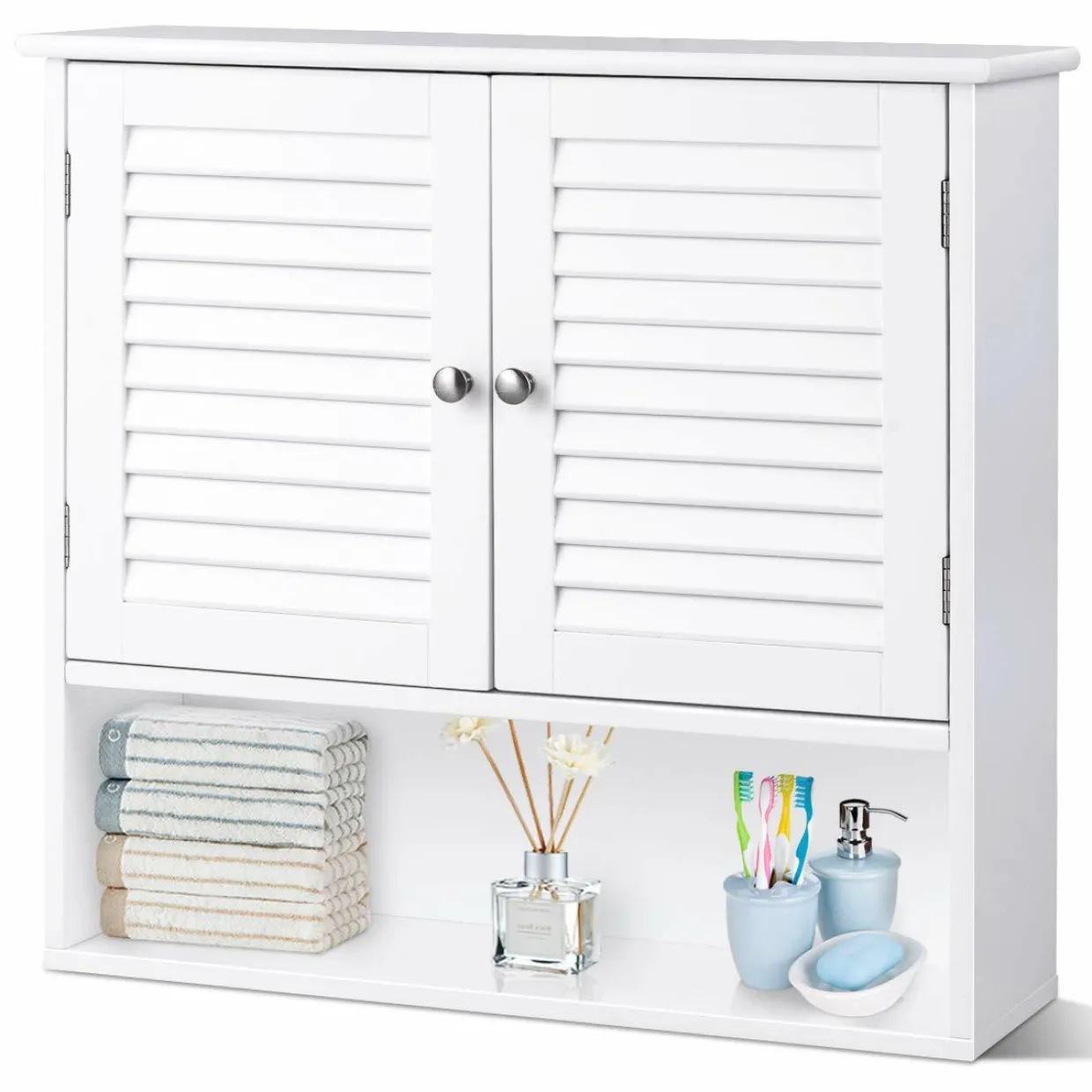 Tangkula Bathroom Wall Cabinet, Wooden Cabinet