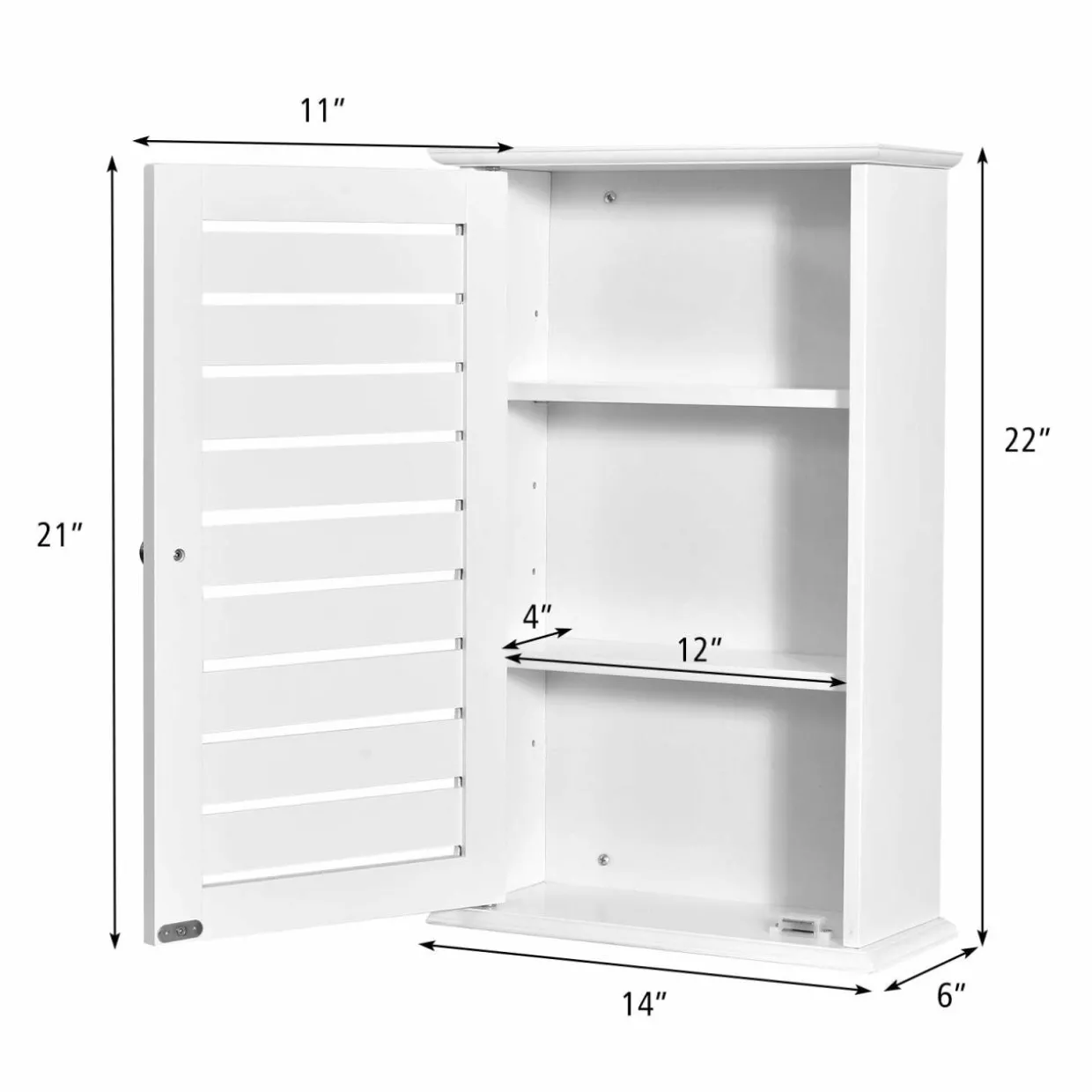 Tangkula Bathroom Wall Cabinet, Medicine Cabinet with 3 Tier Adjustable Storage Shelves