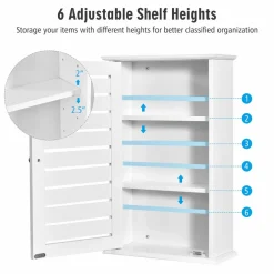 Tangkula Bathroom Wall Cabinet, Medicine Cabinet with 3 Tier Adjustable Storage Shelves
