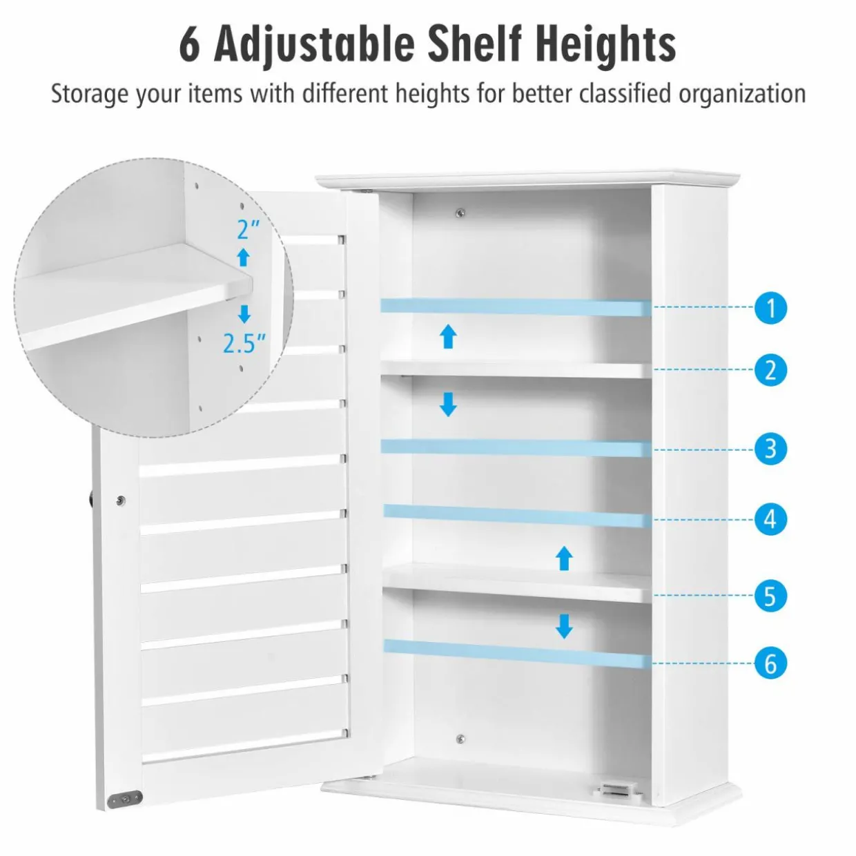 Tangkula Bathroom Wall Cabinet, Medicine Cabinet with 3 Tier Adjustable Storage Shelves