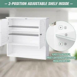 Tangkula Bathroom Wall Cabinet, Wooden Cabinet