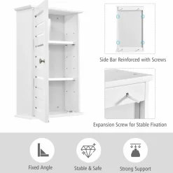 Tangkula Bathroom Wall Cabinet, Medicine Cabinet with 3 Tier Adjustable Storage Shelves