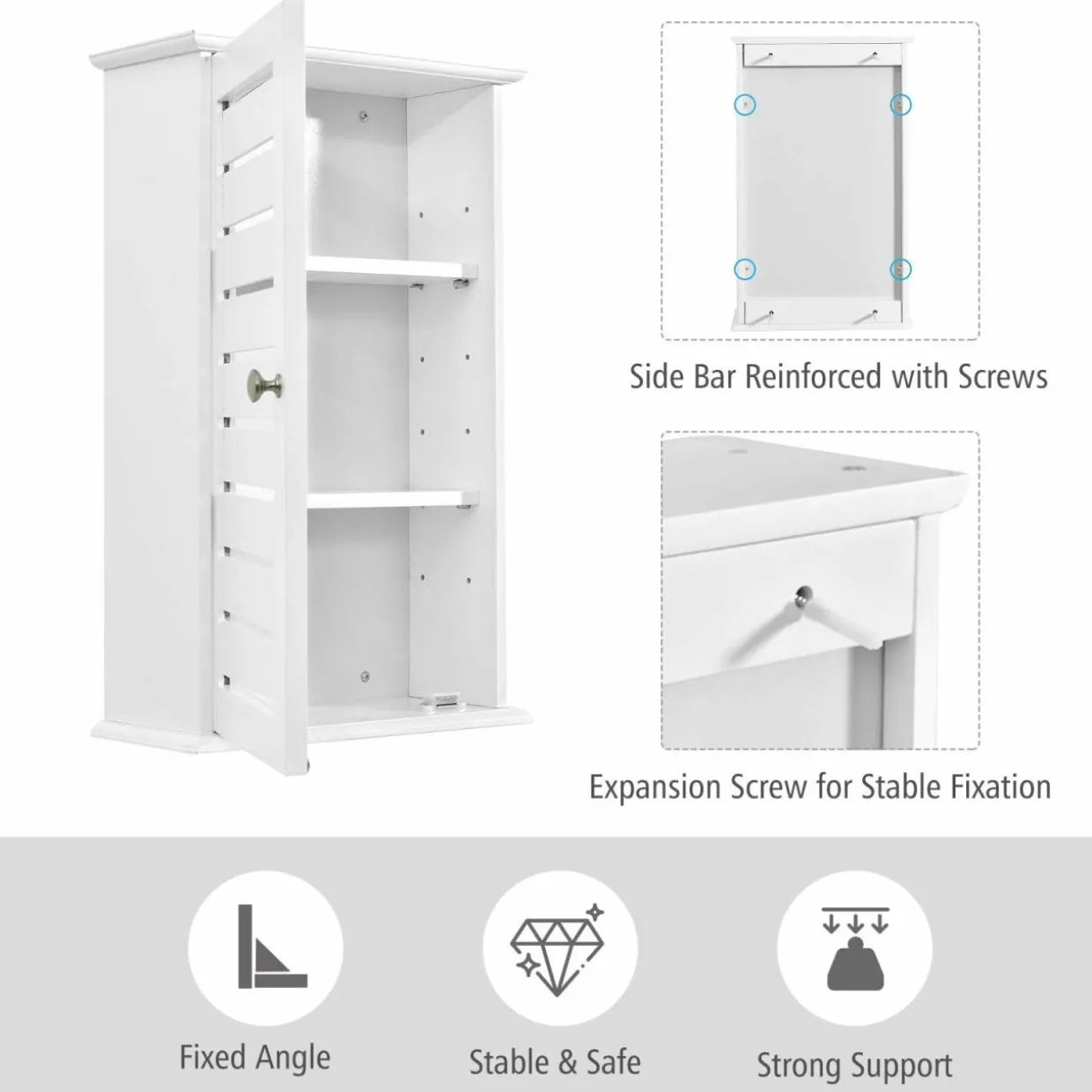 Tangkula Bathroom Wall Cabinet, Medicine Cabinet with 3 Tier Adjustable Storage Shelves