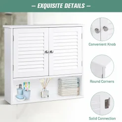 Tangkula Bathroom Wall Cabinet, Wooden Cabinet