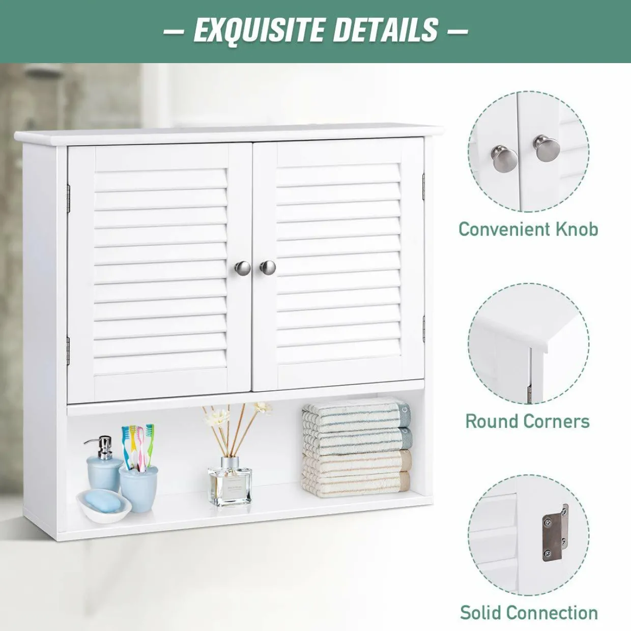 Tangkula Bathroom Wall Cabinet, Wooden Cabinet