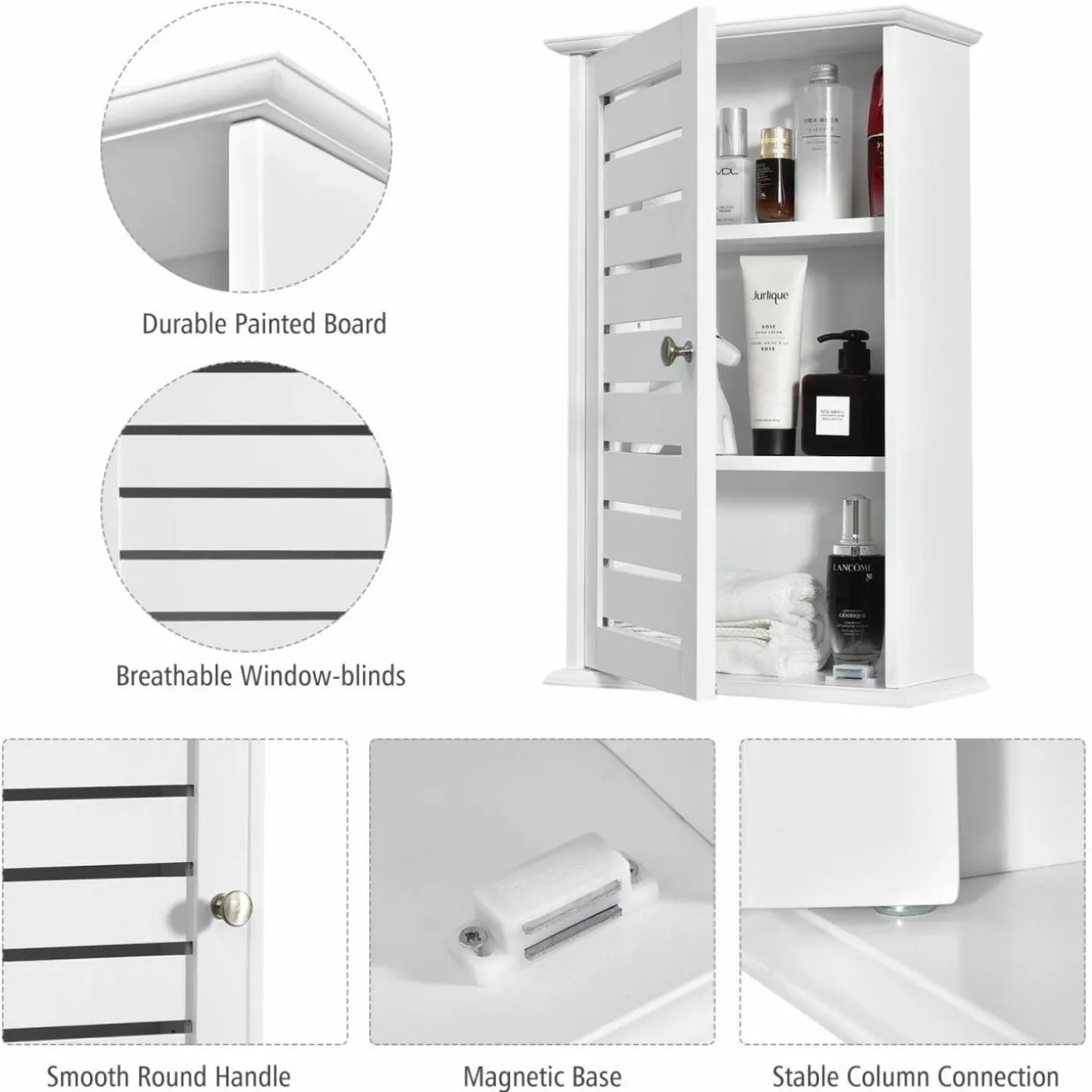 Tangkula Bathroom Wall Cabinet, Medicine Cabinet with 3 Tier Adjustable Storage Shelves