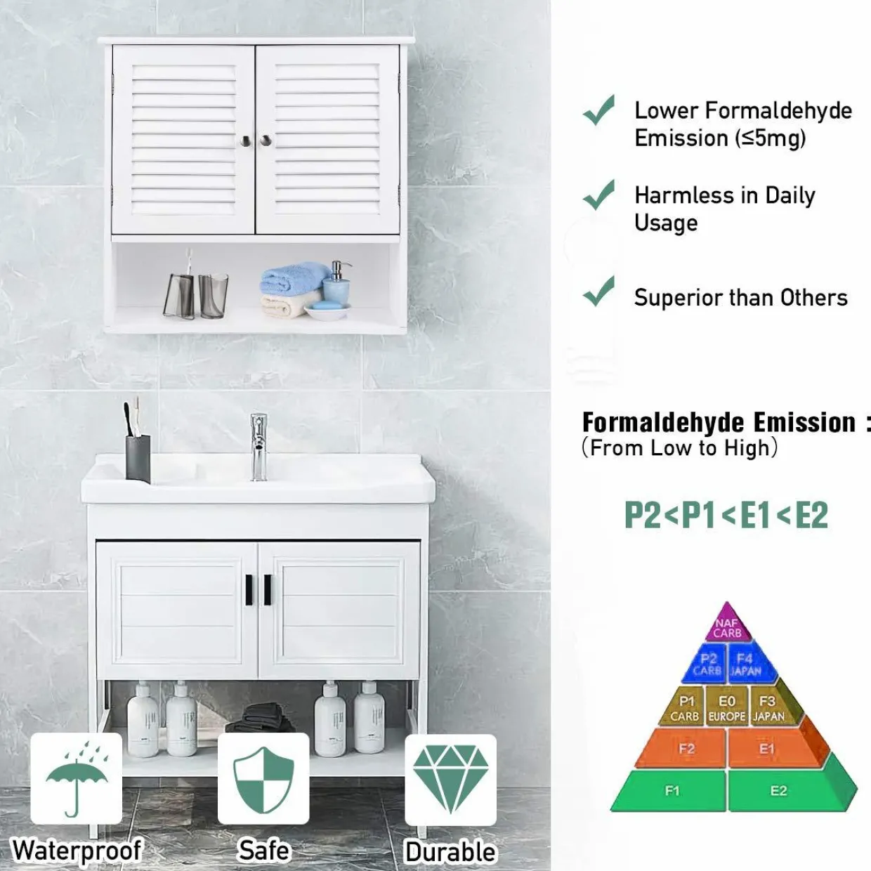 Tangkula Bathroom Wall Cabinet, Wooden Cabinet