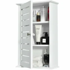 Tangkula Bathroom Wall Cabinet, Medicine Cabinet with 3 Tier Adjustable Storage Shelves
