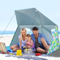 Tangkula Beach Tent for 2-4 People, 2-in-1 Beach Tent Sun Shelter with Extendable Floor