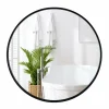 Tangkula Black Circle Bathroom Mirror 24", Round Wall Mirror w/Explosion-Proof Film, Steel Frame