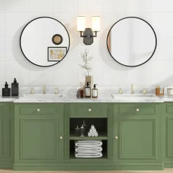 Tangkula Black Circle Bathroom Mirror 24