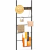 Tangkula Blanket Ladder, 5-Tier Ladder Shelf with 5 Removable Hooks