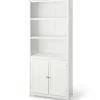 Tangkula Bookcase with Doors, 3 Tier Open Book Shelving