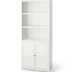 Tangkula Bookcase with Doors, 3 Tier Open Book Shelving