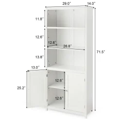 Tangkula Bookcase with Doors, 3 Tier Open Book Shelving