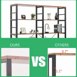 Tangkula Bookshelves and Bookcases, 80 Inch Double Wide 6 Tier Bookshelf (60