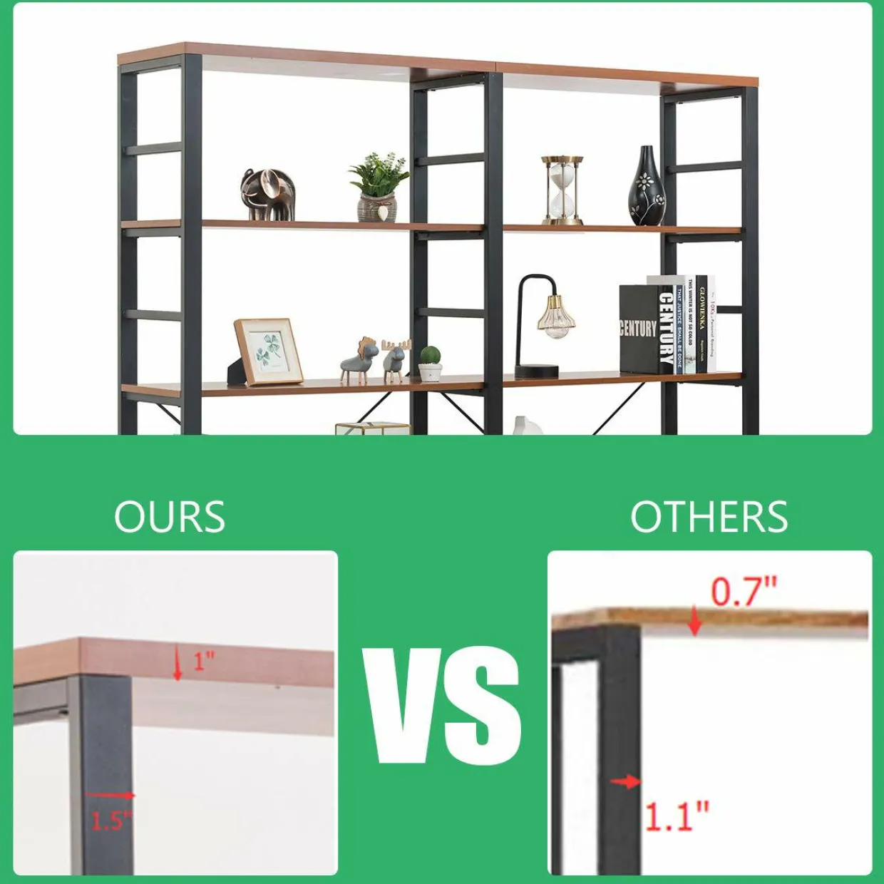 Tangkula Bookshelves and Bookcases, 80 Inch Double Wide 6 Tier Bookshelf (60" L x 13.5" W x 80" H)