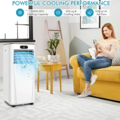 Tangkula 10000BTU Portable Air Conditioner, with Drying, Fan, Sleep Mode, 2 Speeds
