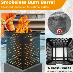 Tangkula Burn Barrel for Outside for Burning Trash