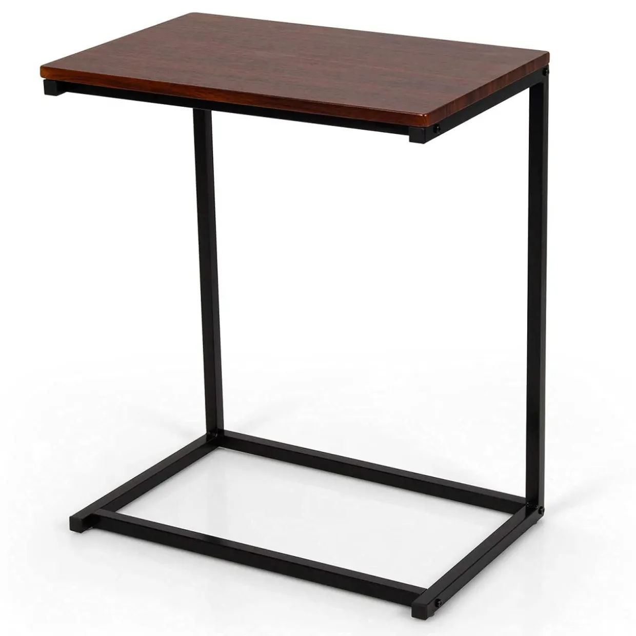 Tangkula C Shaped Side Table, Vintage Couch Table Sofa Side Table for Coffee Snack Laptop