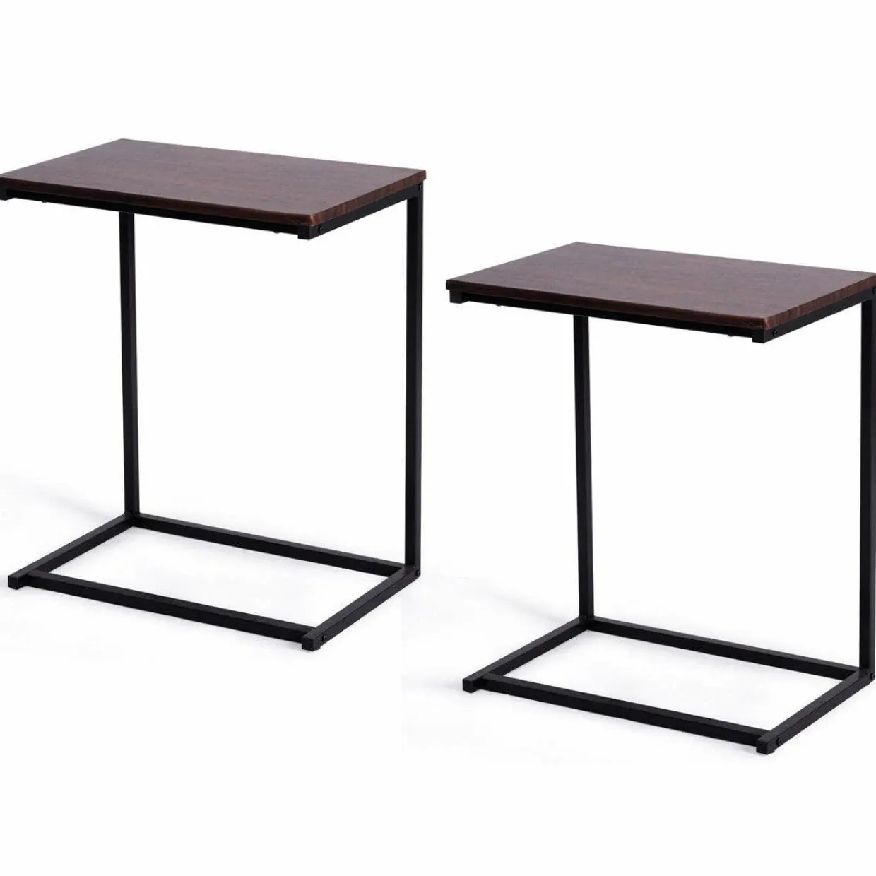 Tangkula C Shaped Side Table, Vintage Couch Table Sofa Side Table for Coffee Snack Laptop