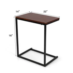 Tangkula C Shaped Side Table, Vintage Couch Table Sofa Side Table for Coffee Snack Laptop