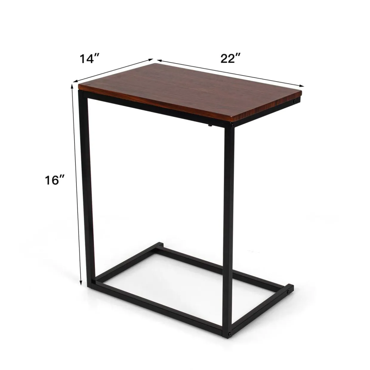 Tangkula C Shaped Side Table, Vintage Couch Table Sofa Side Table for Coffee Snack Laptop
