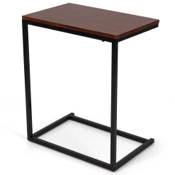 Tangkula C Shaped Side Table, Vintage Couch Table Sofa Side Table for Coffee Snack Laptop