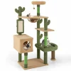 Tangkula Cactus Cat Tree, 59 Inch Tall Cat Tower with Sisal Scratching Posts