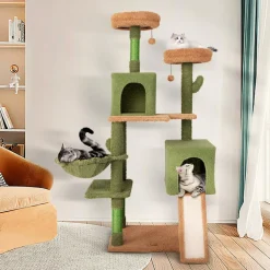 Tangkula Cactus Cat Tree, 63 Inch Tall Cat Tower with Sisal Scratching Posts