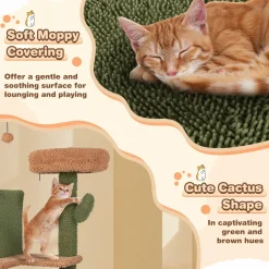 Tangkula Cactus Cat Tree, 63 Inch Tall Cat Tower with Sisal Scratching Posts