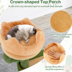 Tangkula Cactus Cat Tree, 63 Inch Multi-Level Tall Cat Tower with Sisal Scratching Posts & Board