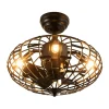 Tangkula Caged Ceiling Fan with Light, Enclosed Ceiling Fan with 5 Blades, 3 Wind Speed, Remote Control, 4 x E12 Base (No Bulb)
