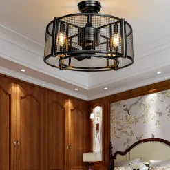 Tangkula Caged Ceiling Fan with Light